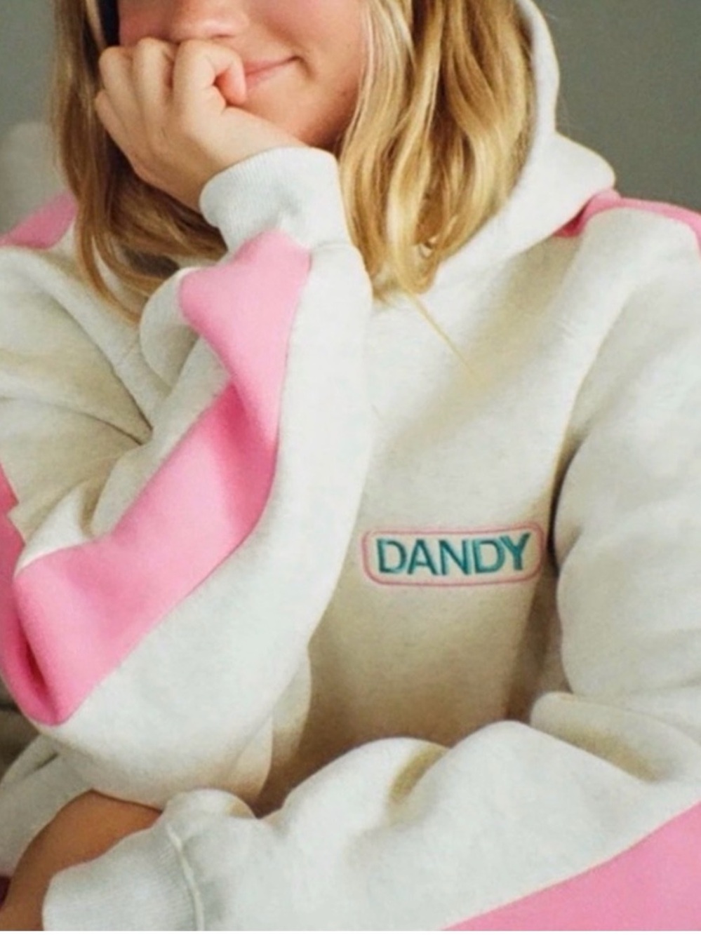 Women's Cream & Pink Hooded Sweatshirt